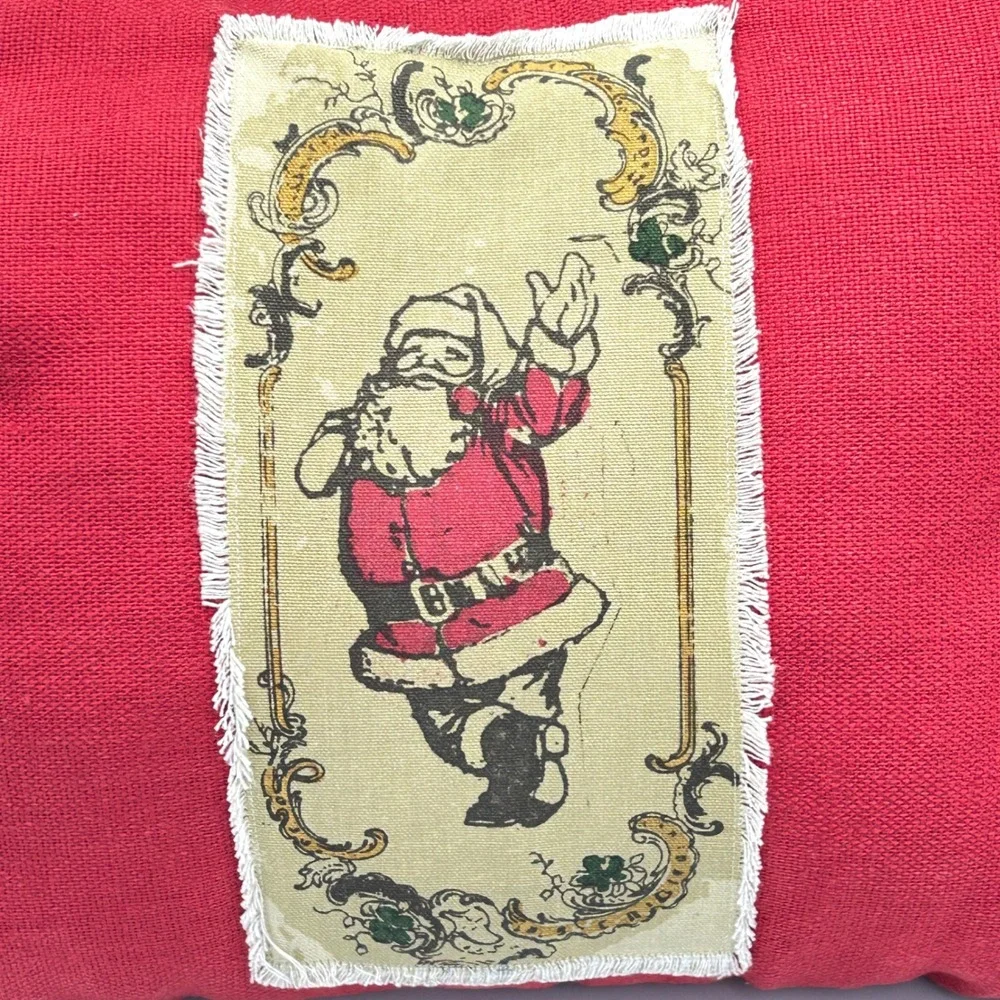 Pottery Barn Christmas Santa Claus Throw Pillow Red‎ Vintage Style Holiday Decor